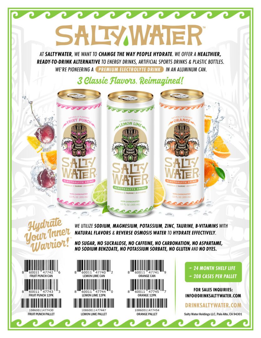 A flyer for saltywater drinks.